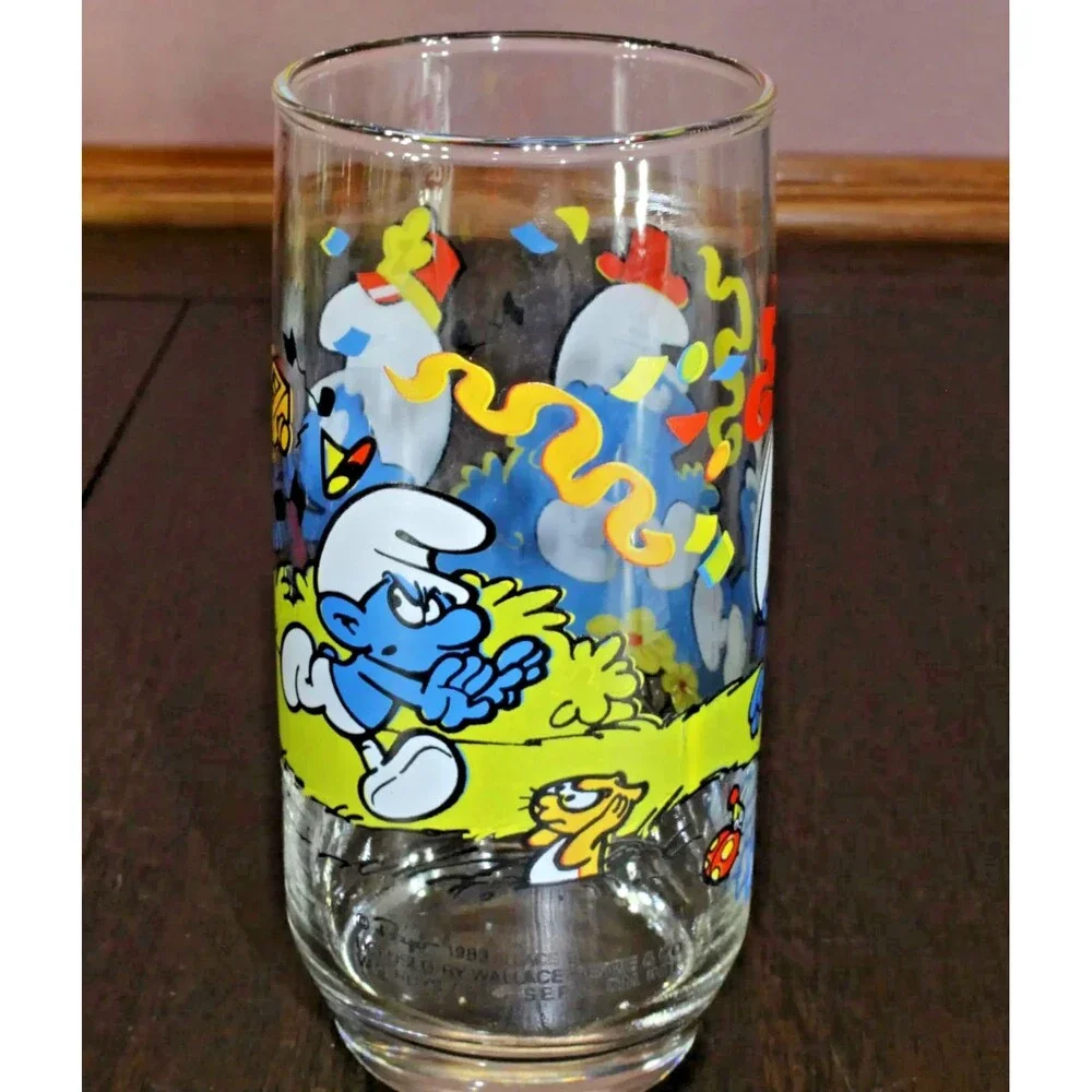 1983 Hardees Promotional HARMONY‎ SMURF Drinking Glass Peyo